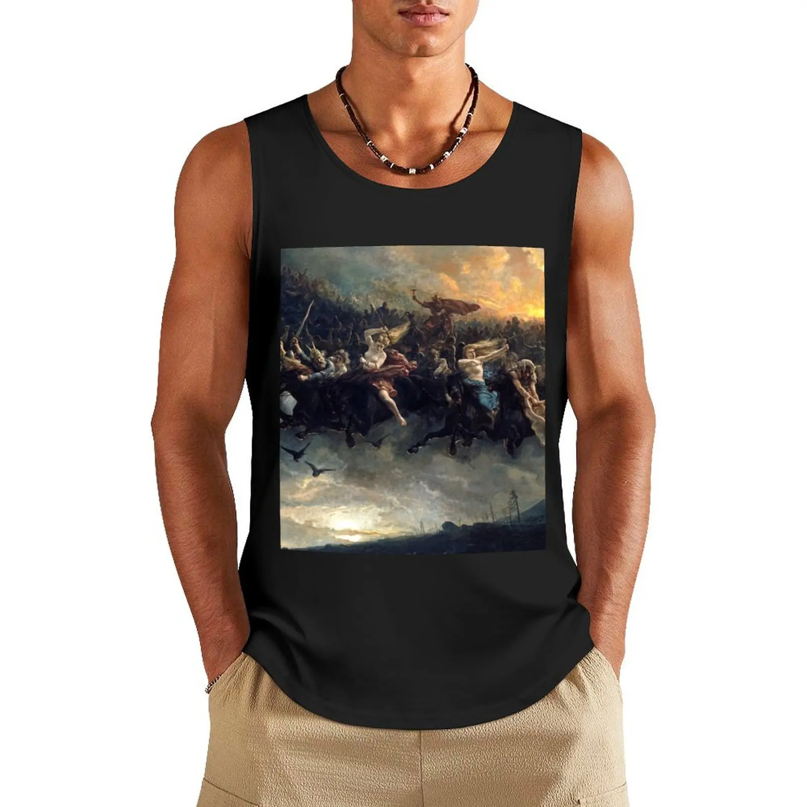 The Wild Hunt of Odin (1872), Mythological painting by Peter Nicolai Arbo Tank Top cotton t-shirts man Men's t-shirt
