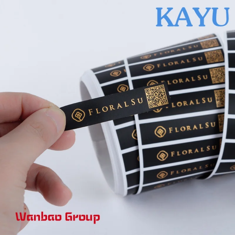 Custom  Printing Rose Gold Sticker, Waterproof Roll Gold Foil Roll  Gloss Custom Logo Stickers Packaging Label (old)