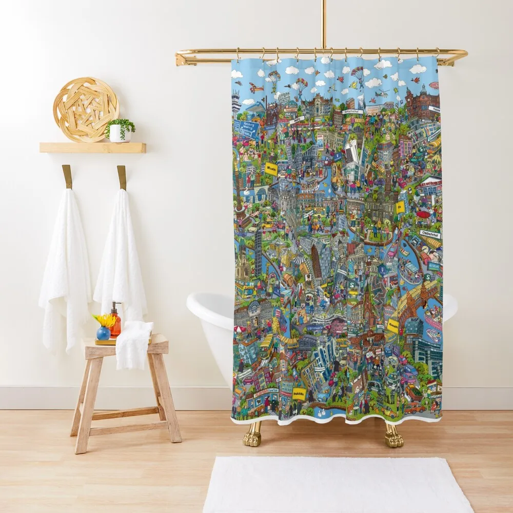 

Illustrated map of Berlin Shower Curtain In The Bathroom Bathroom Deco Funny Shower Curtain