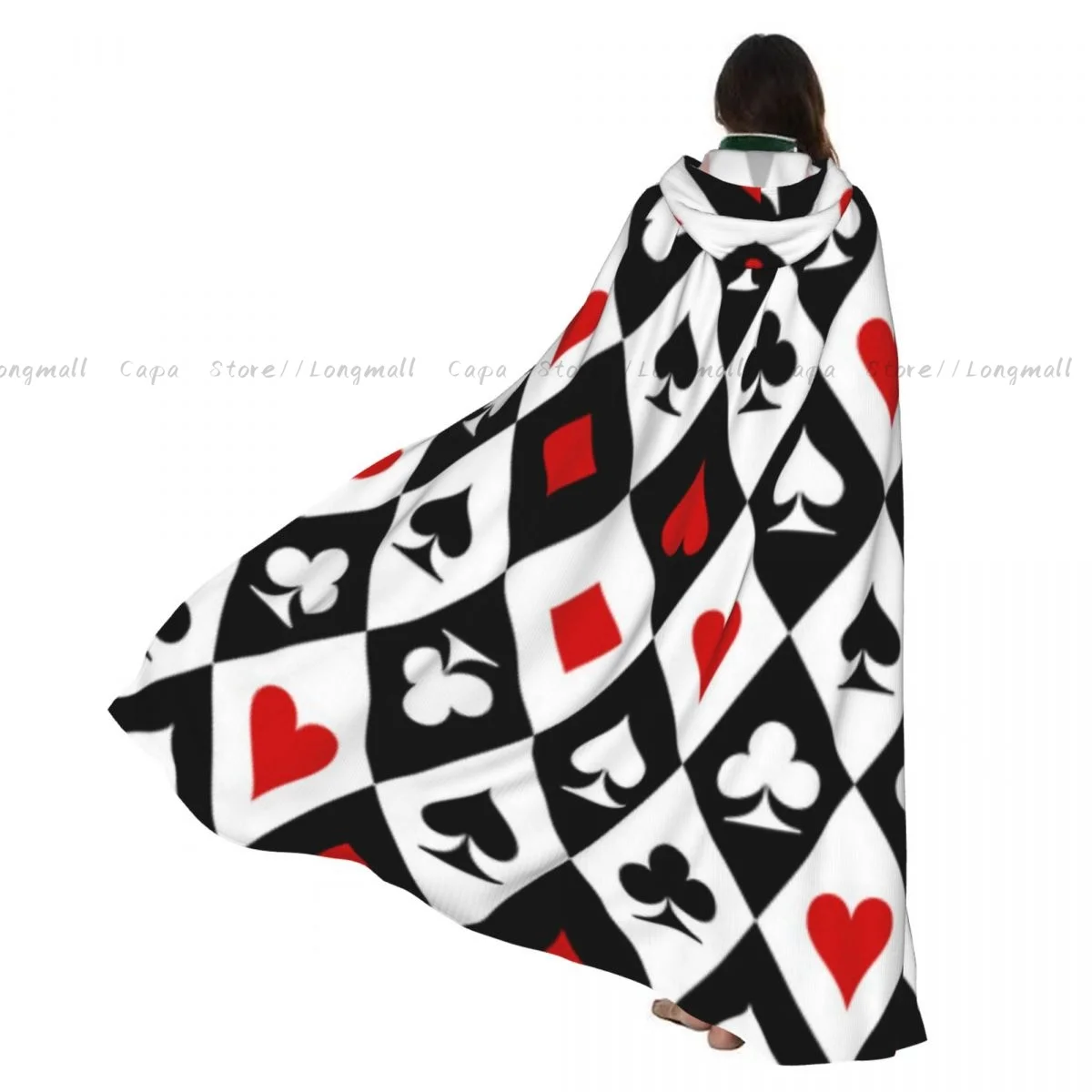 

Игральные карты костюм символы плащ с капюшоном косплей костюм Хэллоуин для взрослых длинная вечерние накидка