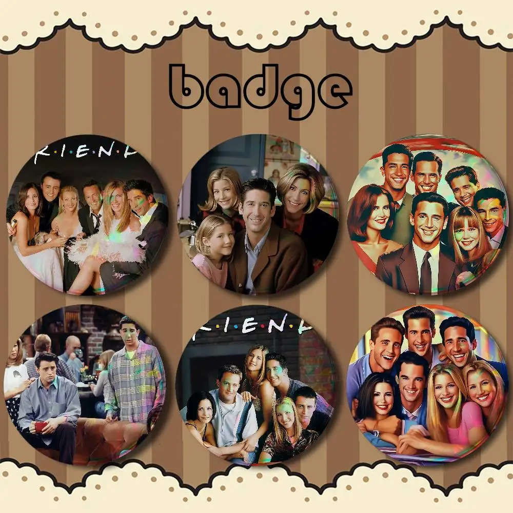 American TV Series Friends For Badge Custom Cartoon Lapel Pin Metal Brooch Badges For Backpack Clothing Decoration