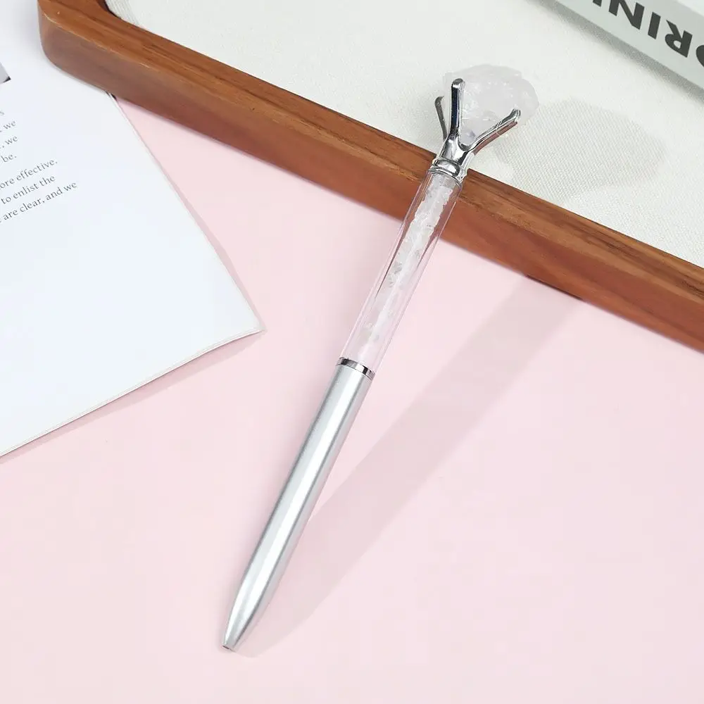 Natural Smooth Writing Ballpoint Pen Genuine Meaningful Gemstone Pens Medium Point Quartz Pens Spiritual Gift