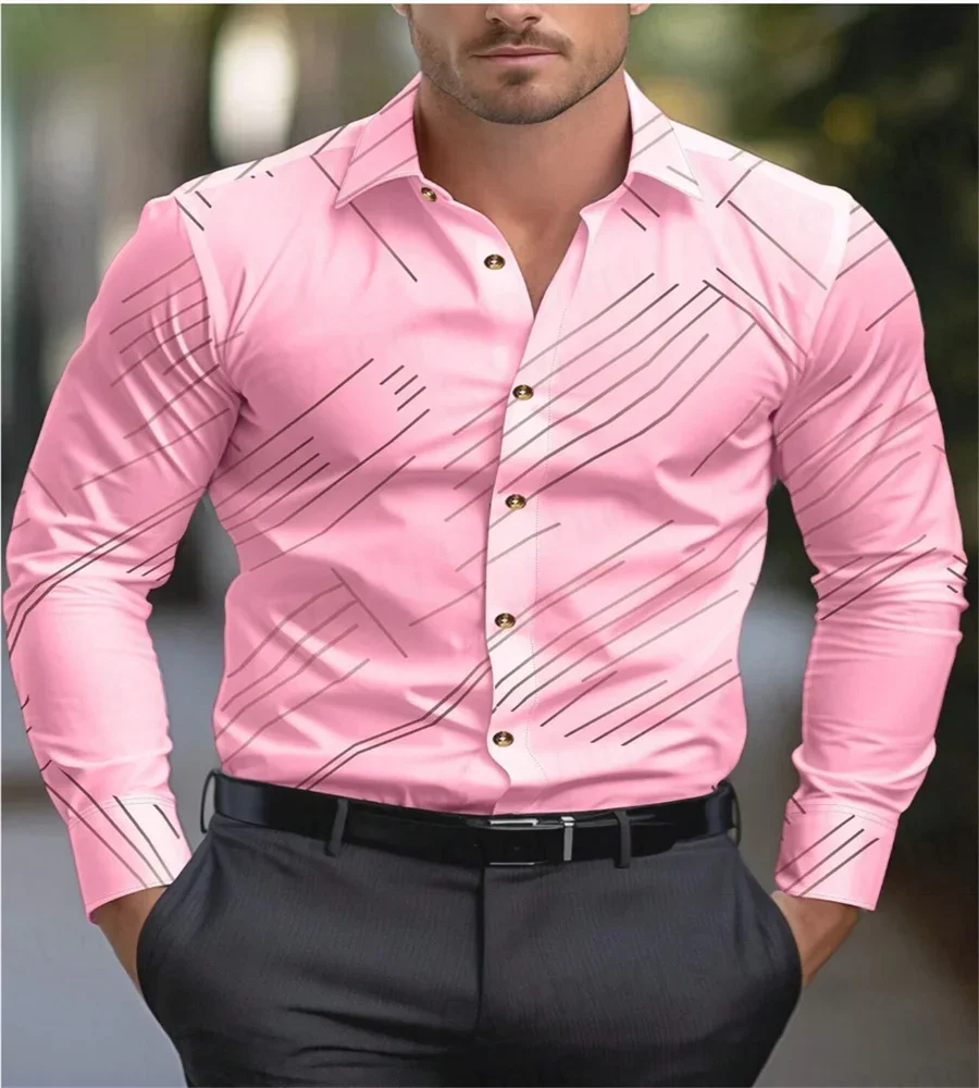 

10 Colors Men's Formal Shirt Button-up Shirt Long Sleeve Striped Lapel Spring Autumn Winter Summer Wedding Work Clothes XS-6XL