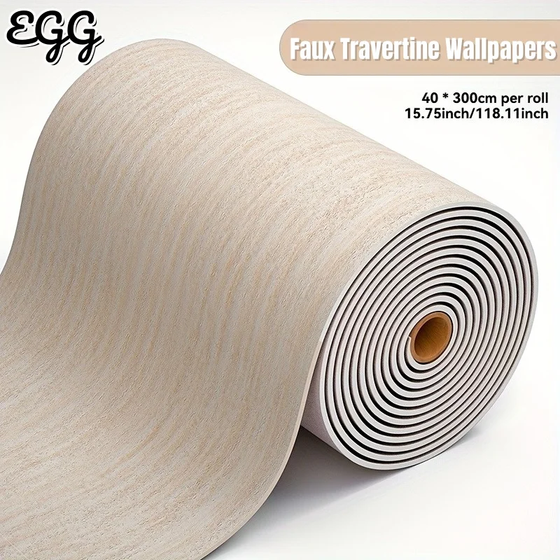 

300x40cm Realistic Rock 3D Texture Self-adhesive Wallpaper Imitate Travertine Wallboard Foam Wall Covering Wall Sticker Interior