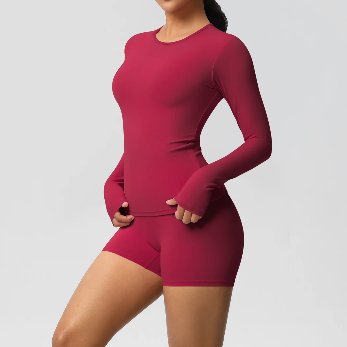 2 個スポーツウェアヨガセットジム服ヨガスーツ女性のためのフィットネスセットジャージスポーツ長袖クロップトップジムレギンス