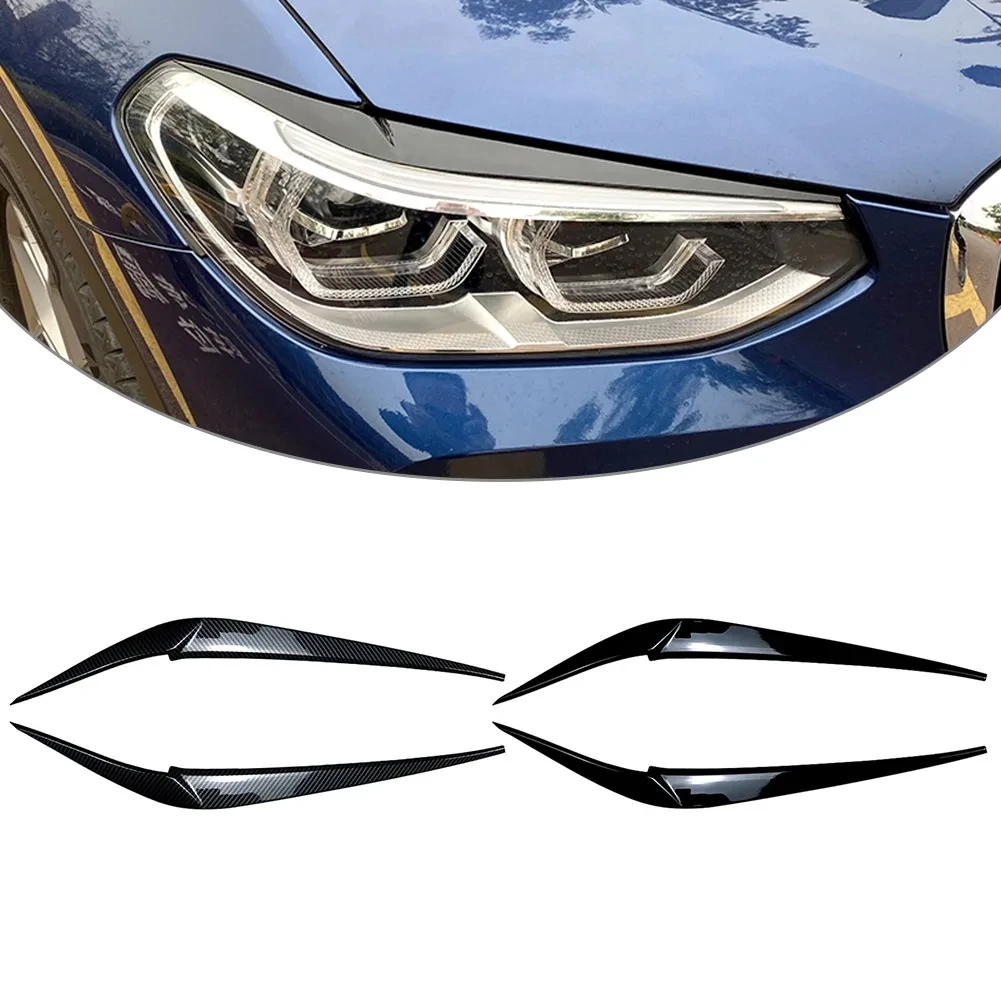 2Pcs/Pair Car Headlight Eyebrow Eyelid Cover Decoration Trim For BMW X3 X4 G01 G02 2018 2019 2020 2021 ABS Plastic