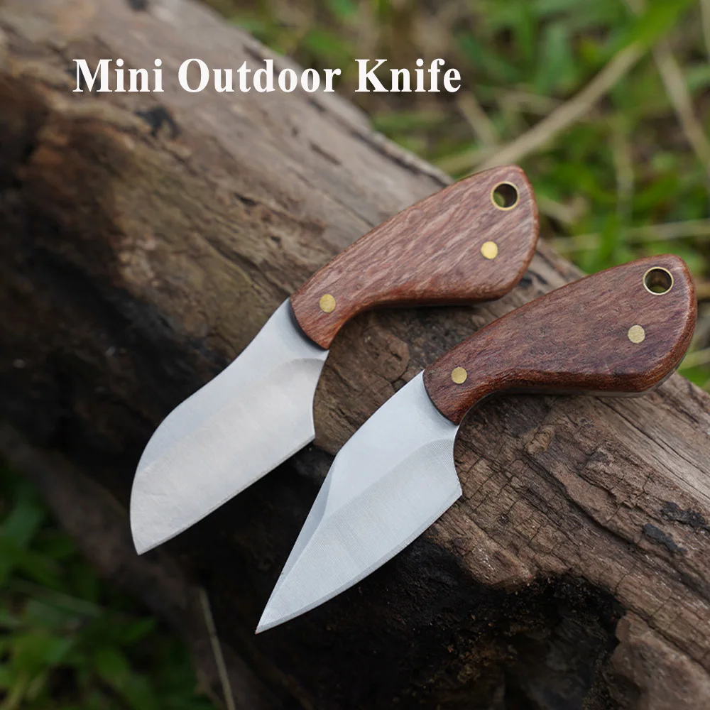 

Pear Wood Mini Pocket Knife Self Defense EDC Hand Tools Kitchen Fruit Multipurpose Utility Cutting Knife Survival Gadgets