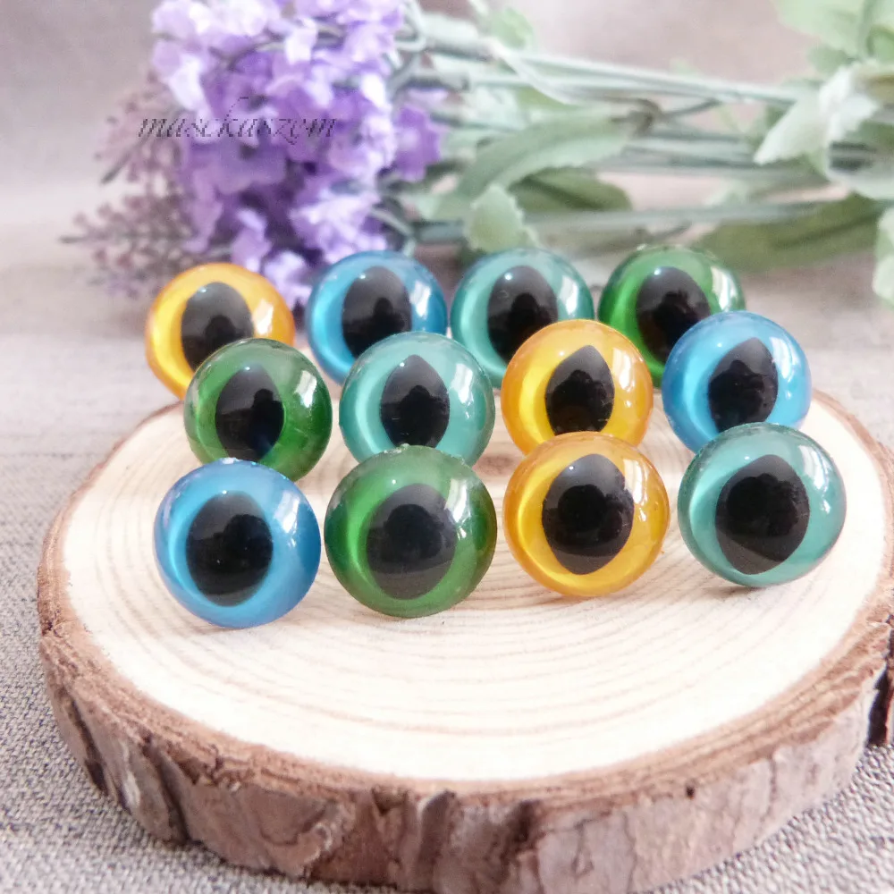 100pcs/lot  14mm/16mm/18mm plastic safety toy cat eyes & white hard washer for diy doll findings-green/yellow/blue/lake blue