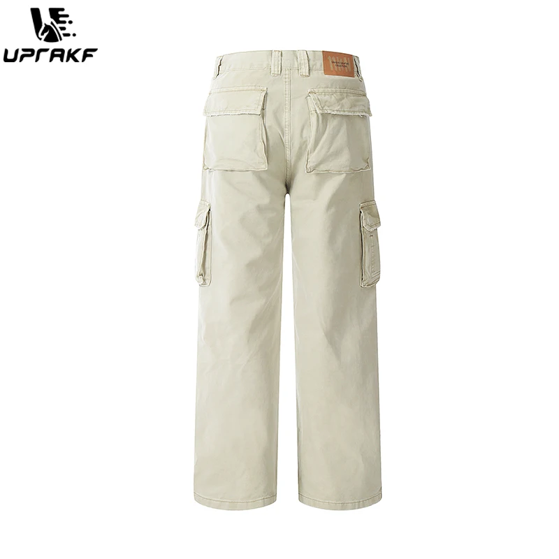 UPRAKF Straight-leg Streetwear Loose Jeans Basic High Street Casual Pocket Fashion Cargo Pants Harajuku