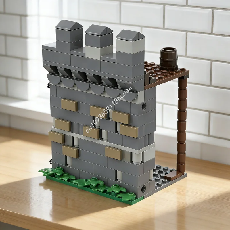 

200 деталей MOC: Модель замковой стены, конструктор, архитектурный набор для сборки, сделай сам, рождественский подарок, креативная идея, развивающие игрушки, кирпичики для детей