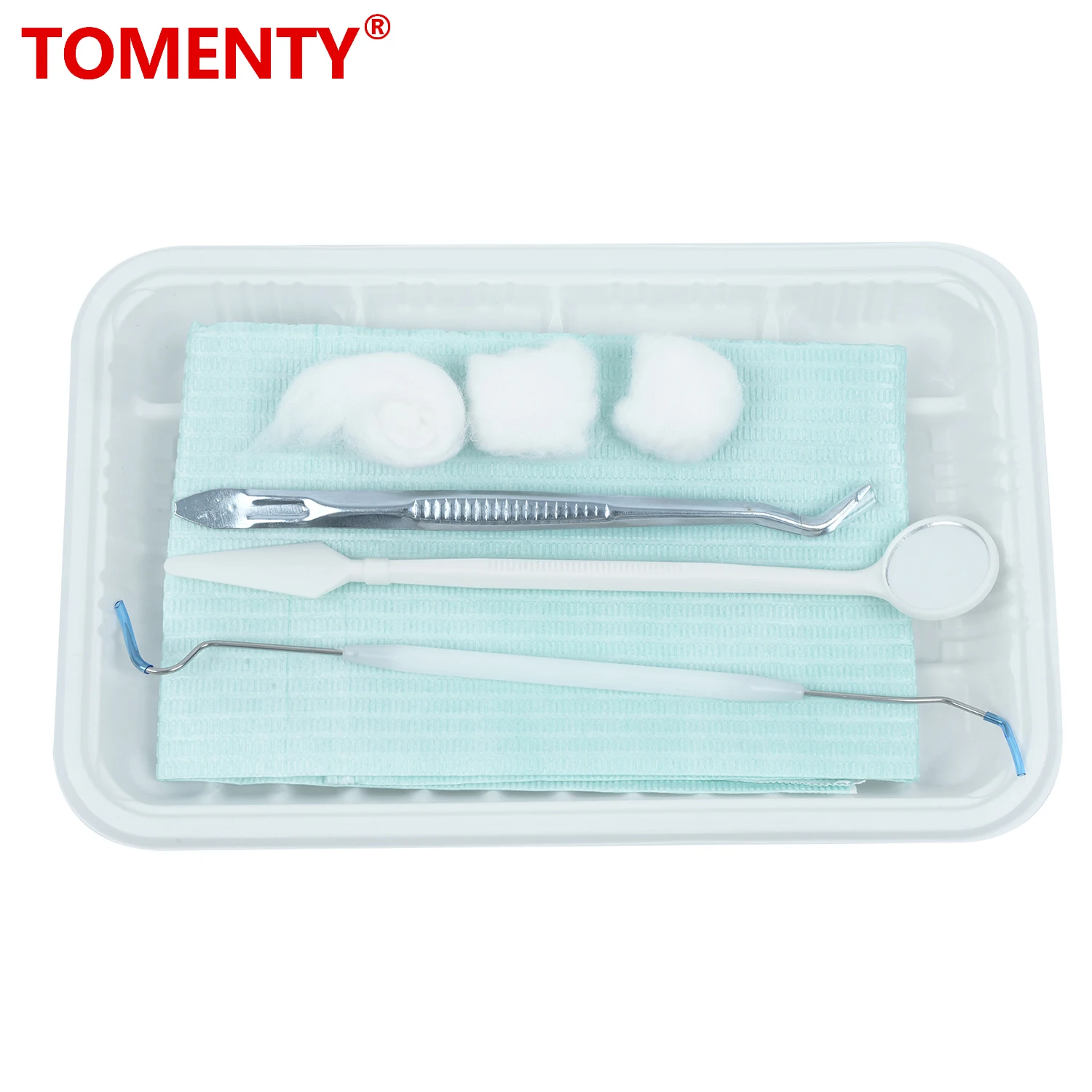 Tomenty-caja de Instrumentos dentales desechables, herramientas de examen de dentista, combinación de cuidado bucal, 8 unids/lote por paquete