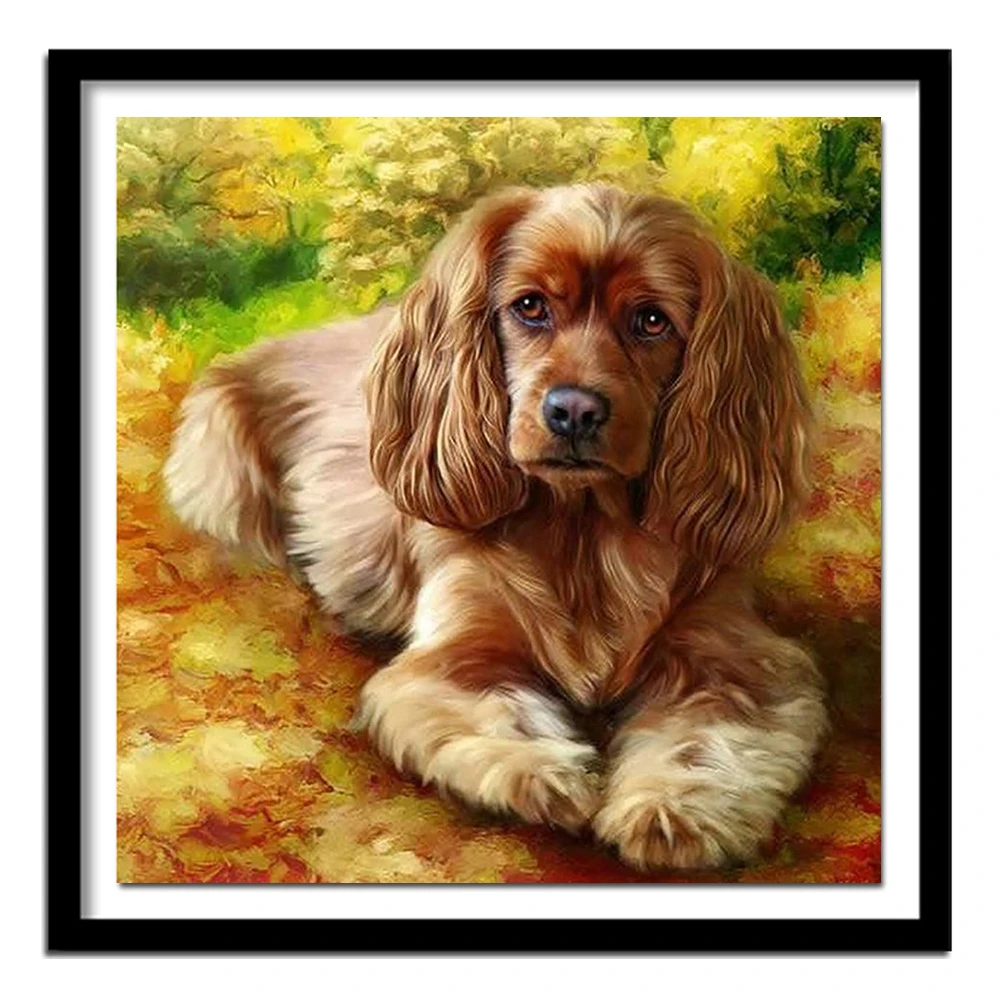 DIY 5D Square Diamond  British cocker spaniel Handmade Diamond Painting Cross Stitch Kits Diamond Embroidery dog Patterns Art