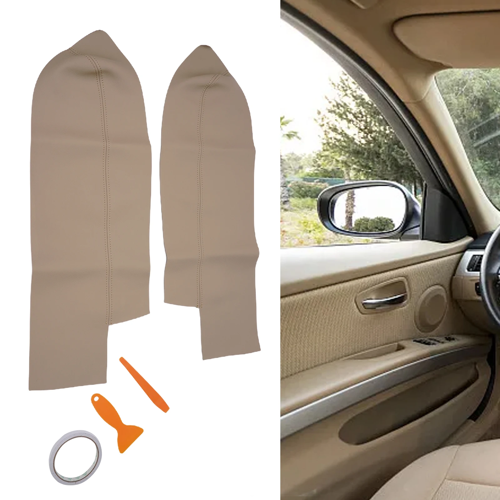 1 Pair Front Door Armrest Cover Kit for Honda For CR-V 2007-2012 Includes MiFor CRofiber Leather Panels and Installation Tools
