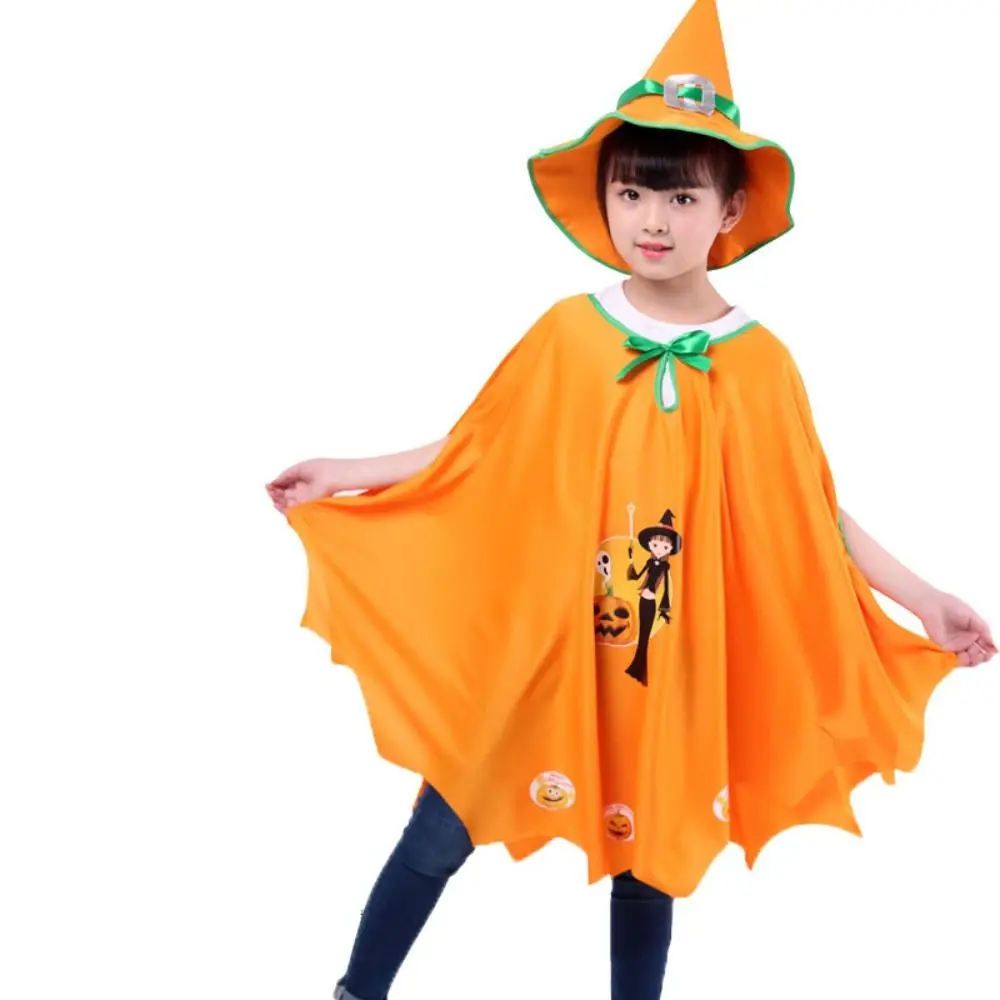 Tela con personalidad, capa de Halloween para niños, traje con capa de bruja y calabaza, sombrero, accesorios para fotos de gato, ropa de Halloween para niños, regalos para chico