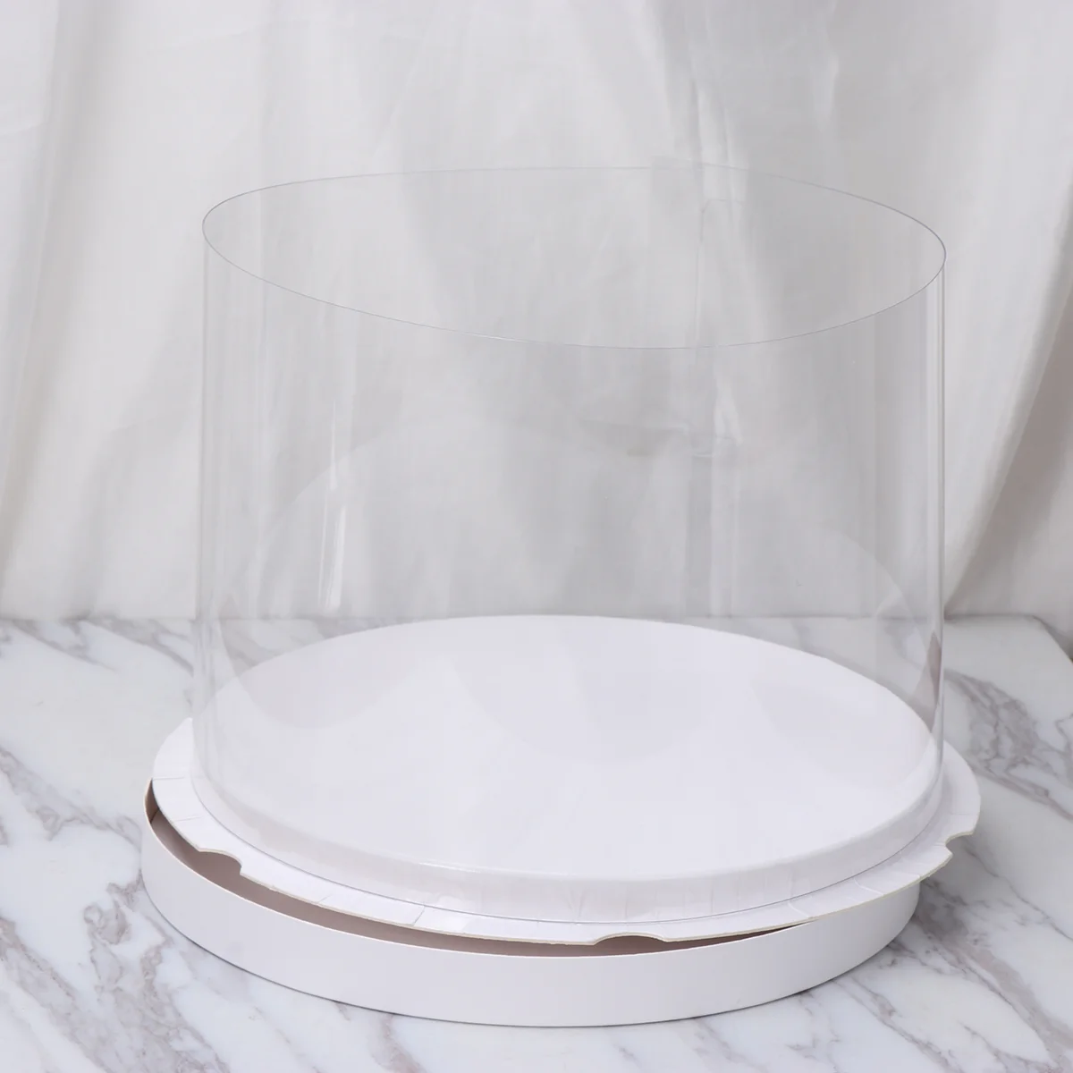 

Plastic Transparent Cake Box Round Cake Packaging Boxes Organizer for Home Dessert Shop (White Single-layer) (6inch)