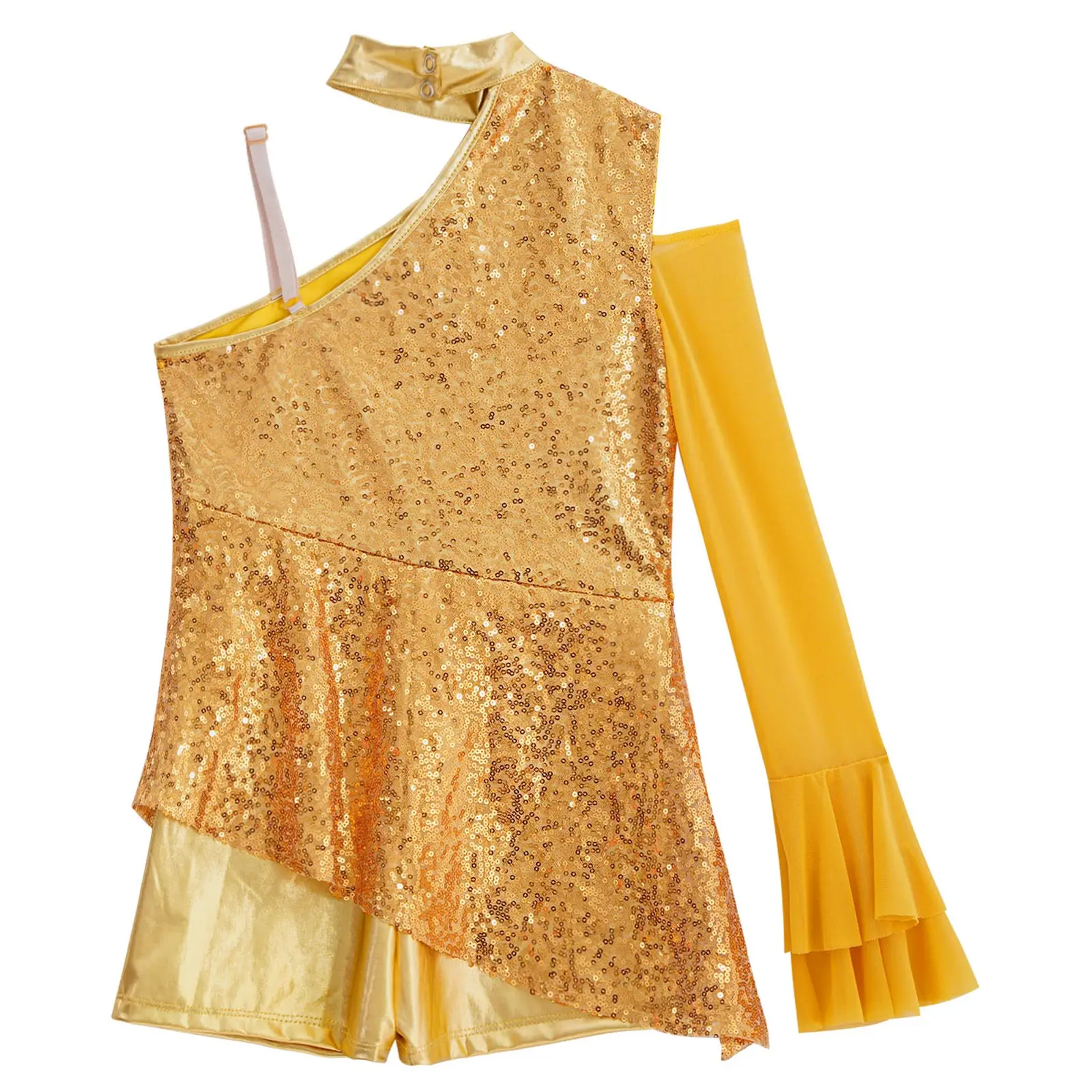 ユニタード キッズ ガールズ スパンコール ラテン ジャズ ダンス レオタード ストリートウェア 社交ダンス タンゴ パフォーマンス ダンス衣装 キラキラ ボディスーツ