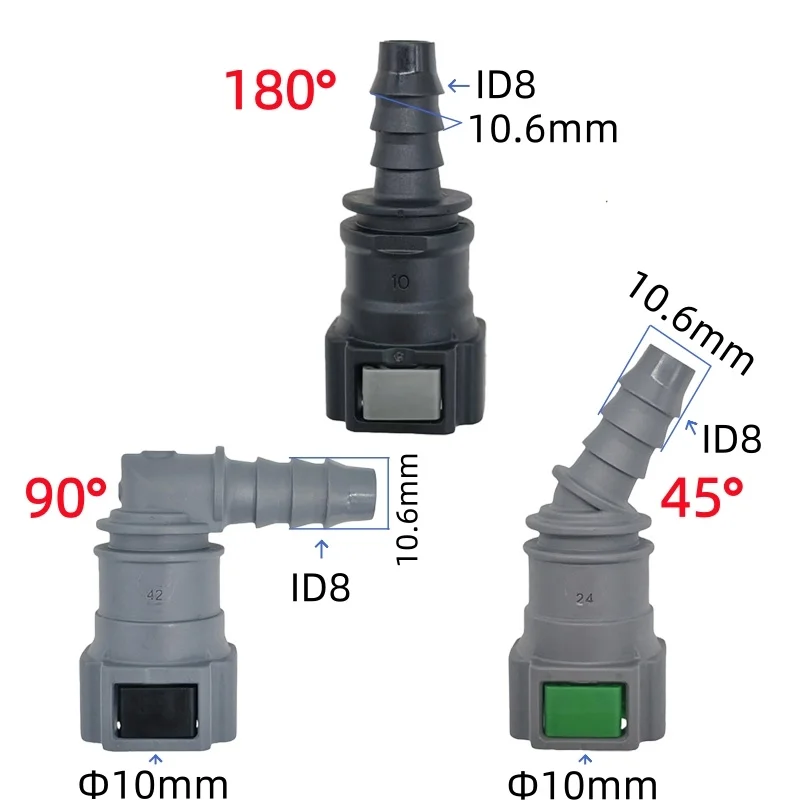 10mm-ID8 female plastic connector auto Fuel line quick connector oil filter connector with double lock 2pcs a lot