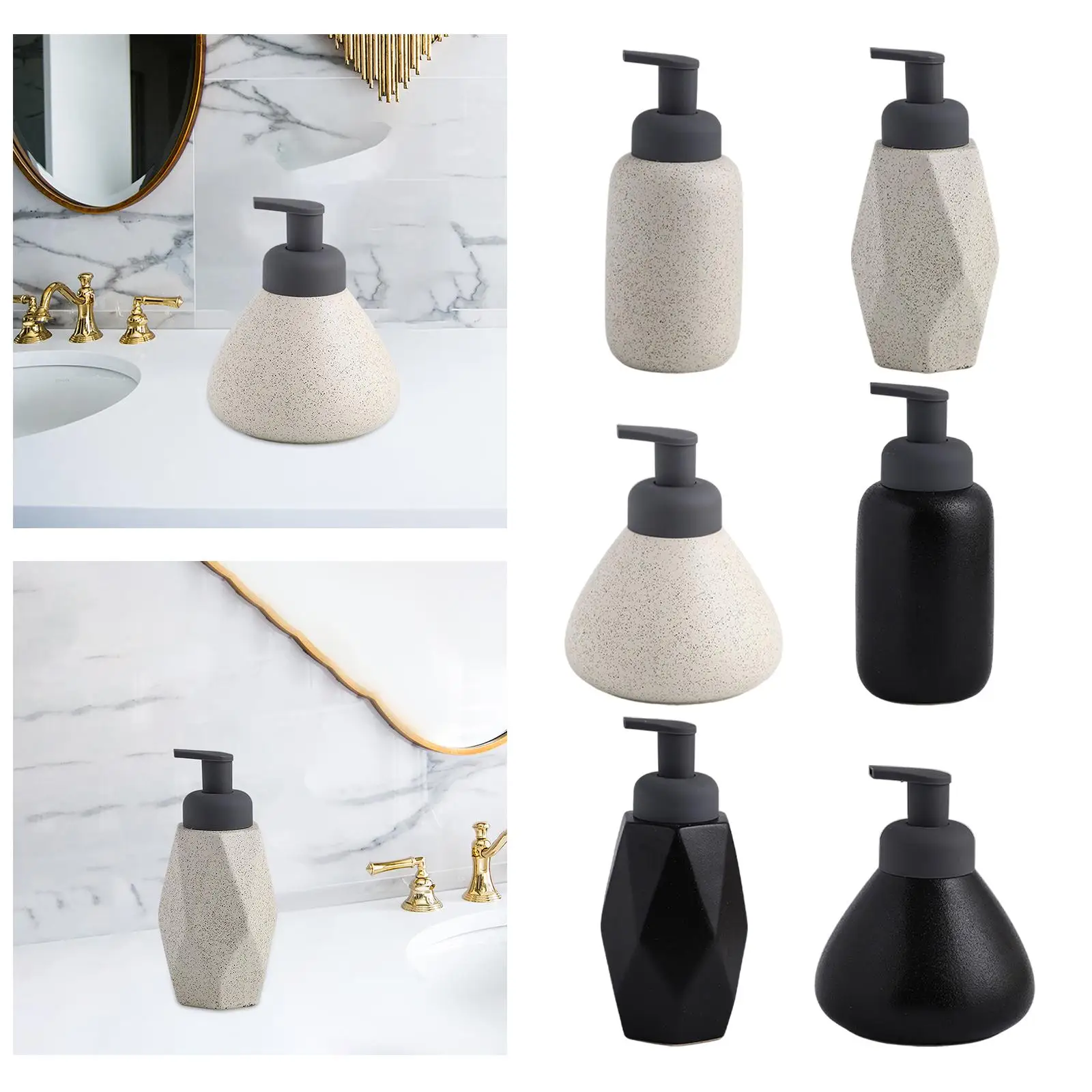 1Pack Liquid Soap Dispenser Ceramic Empty Bottle Reusable Manual Handwash Container for Countertop Bathroom Hotel Shampoo Lotion