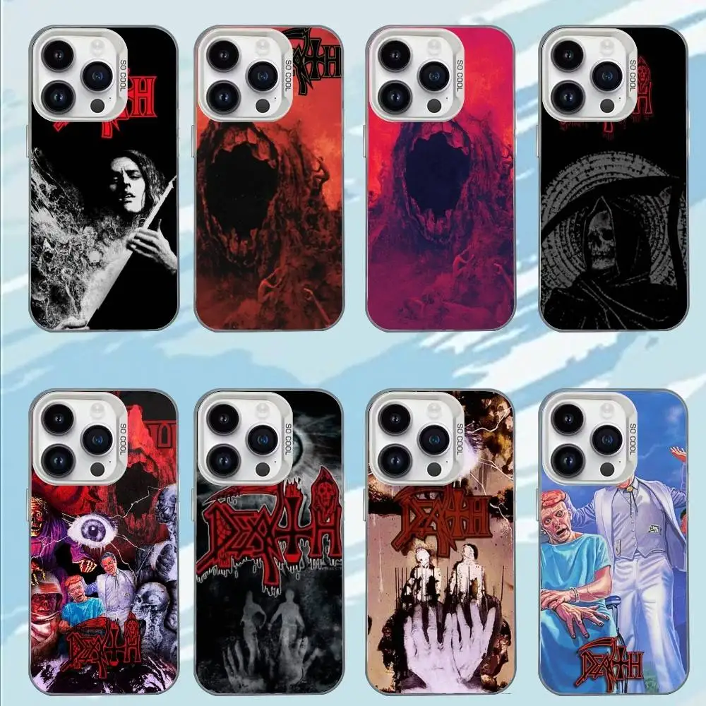 

Metal B-Band D-Death Phone Case For iPhone 17,16,15,14,13,12,11,Mini,Pro,E,MAX White Candy Matte Shockproof Cover