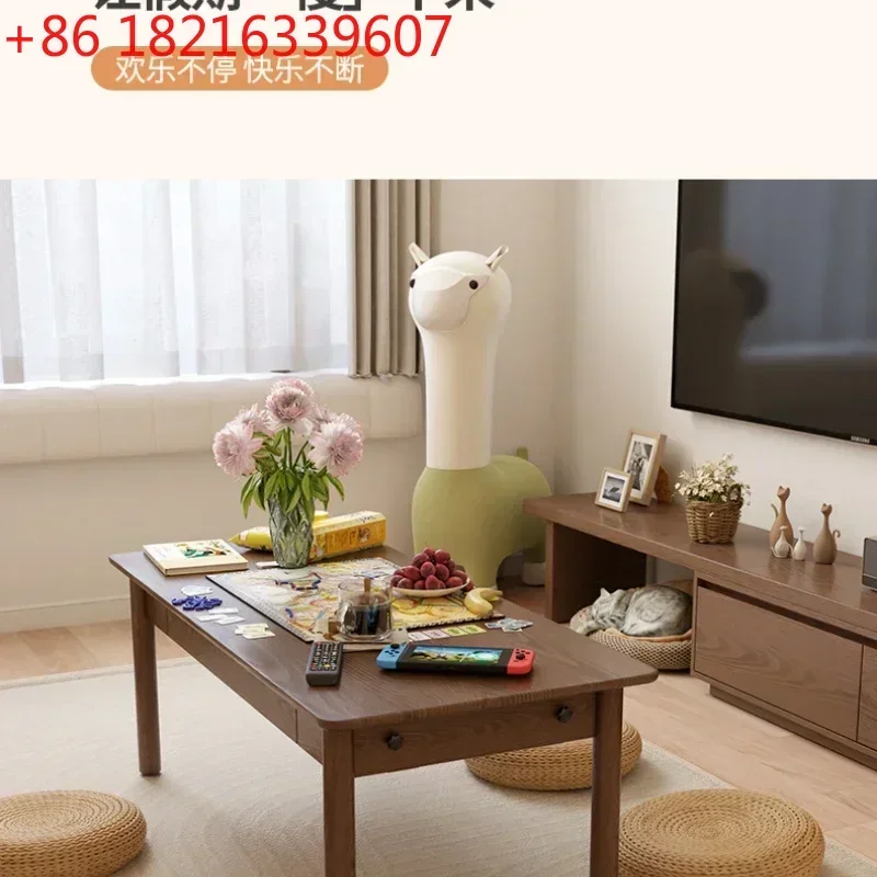 TAO Solid Wood Foldable Coffee Table Small Low Table Living Room Dining Table Household Small