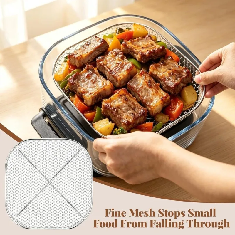 A96K-Air Fryer Rack 2PCS Large Reusable For Ninja For Crispy Air Fryer FN101 Even Heating For Crispy Food Crisper