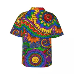 Summer Shirt Beach Happy Flower Power Blouses Hippy Psychedelic Elegant Casual Shirts Mens Short-Sleeve Stylish Clothing