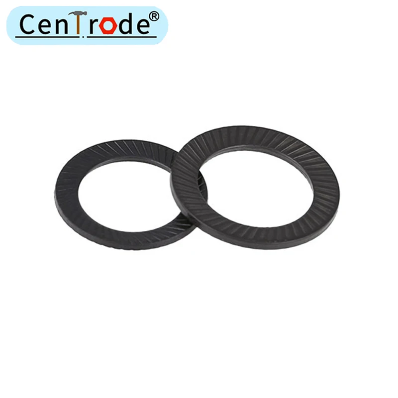 Cono preto de aço carbono dupla face anti solto travamento antiderrapante junta de arruela de dentes m4-m30