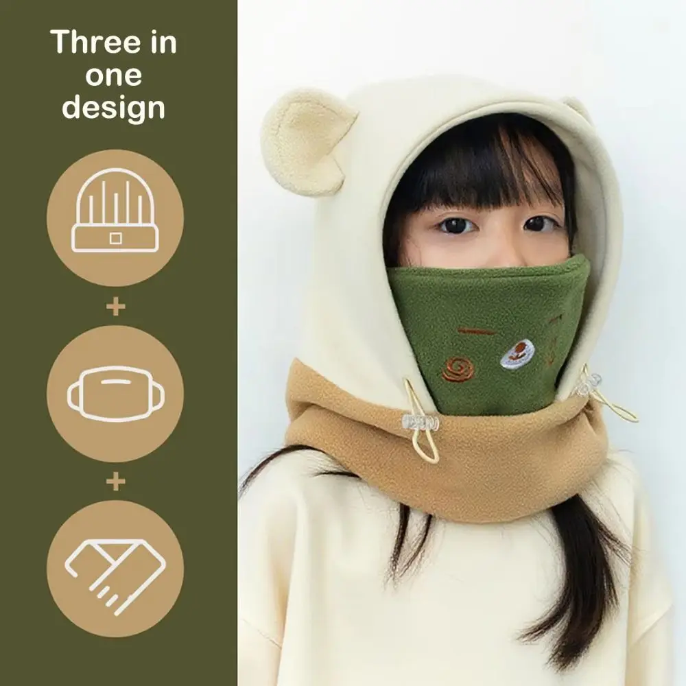 

3 in 1 Cute Winter Hats Mask&Scarf Soft One-piece Hats Thickened Neck Protection Cartoon Animal Beanie Hats Winter Season