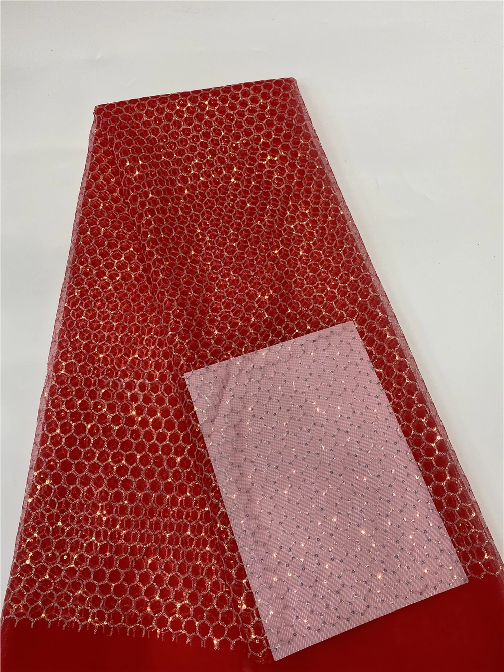

Sequence French Nigerian Sequins Net African High Quality Tulle Mesh Lace Fabric For Dress Party 5 Yards/Lot
