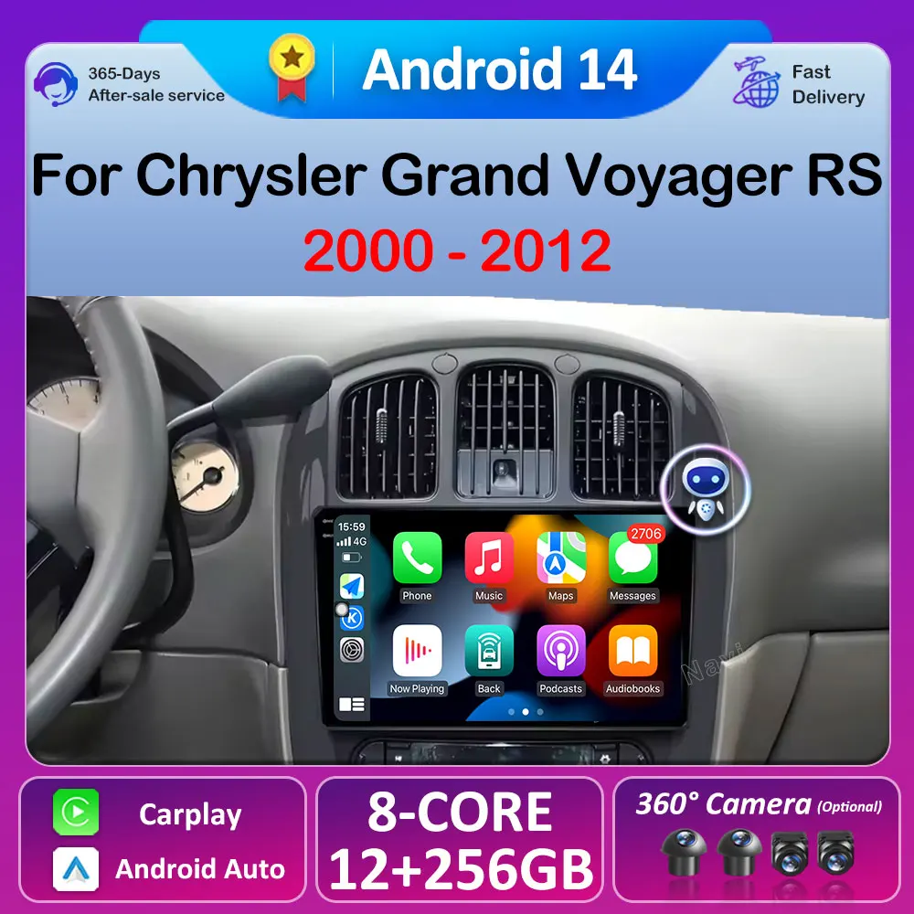 

Wireless Carplay For Chrysler Grand Voyager RS 2000 2001 2002 2003 2004 2005 - 2012 Android Auto GPS Navi Bluetooth Accessories