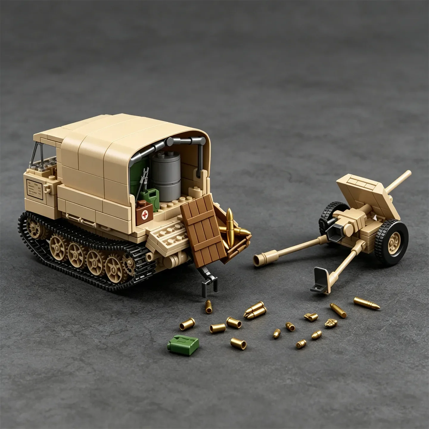 Raupenschlepper Ost (RSO/01)HowitzerTracked Armored Vehicle  Model Toy  Eastern Front Tracked Tractor Building Block