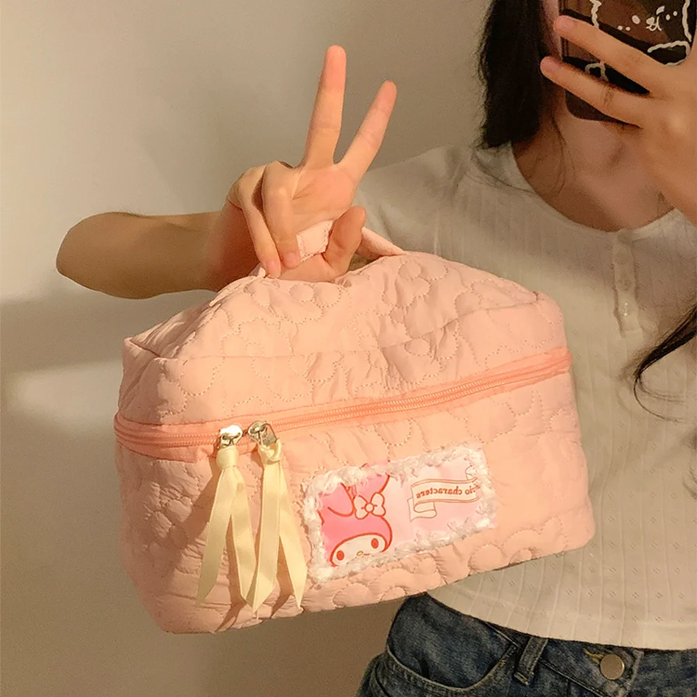 Borsa cosmetica da viaggio Sanrio Hello Kitty Cinnamoroll Melody custodia per trucco portatile da donna borsa da toilette Organizer borse