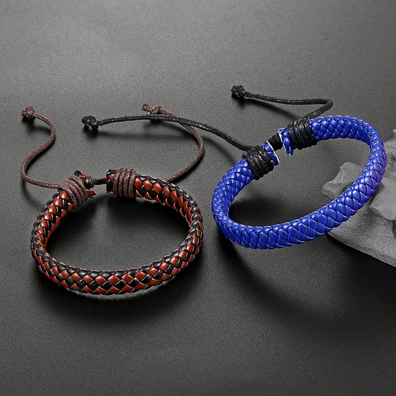 Fashion Handwoven Retro Leather Bracelet Men And Women Trend Multi Color Simple Pull adjustment Hand Chain For Boy Girl bracelet