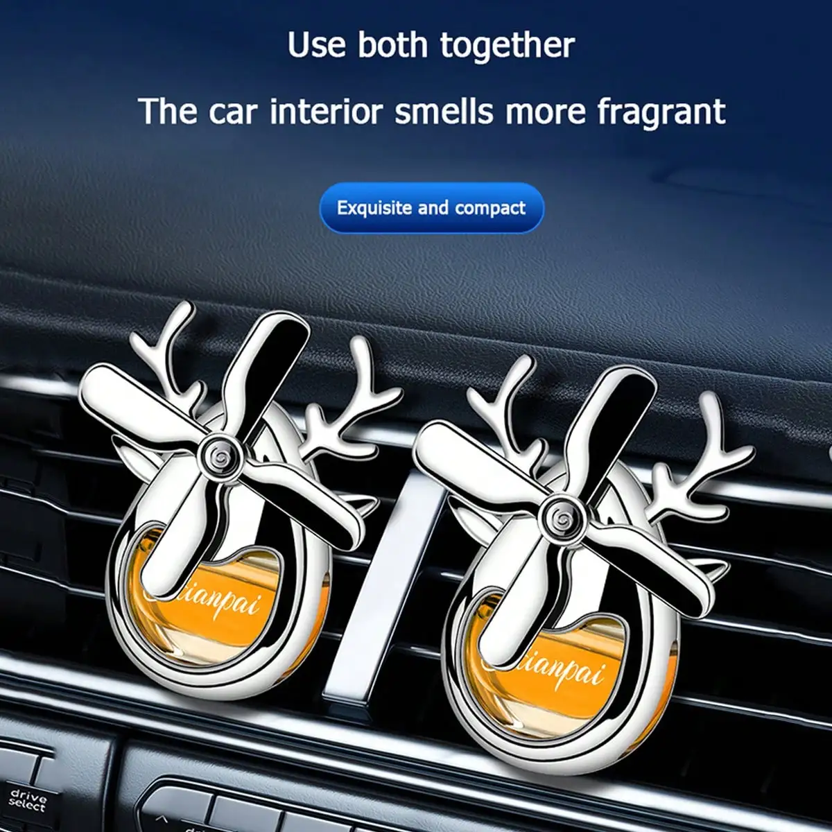 1Pc Car Air Outlet Perfume Creative Rotating Fan Long‑Lasting Fresh Odor Removal Car Interior Ornament Automobile Air Conditione