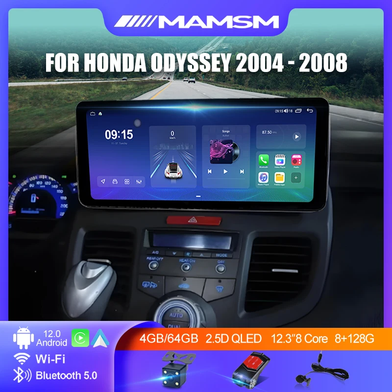 12.3 Inch For Honda Odyssey 2004 - 2008 Car Radio Android 12 Carplay Multimedia Video Player WiFi DSP 2400*900 Screen Head Unit