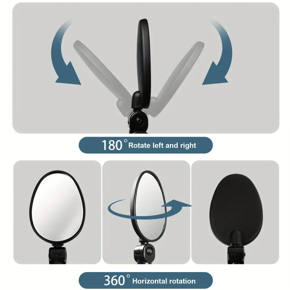 Bicycle Rearview Mirror 360° Rotation Adjustment Handlebar Mirror Wide-angle Convex Mirror Bicycle Mirror Riding Accessories