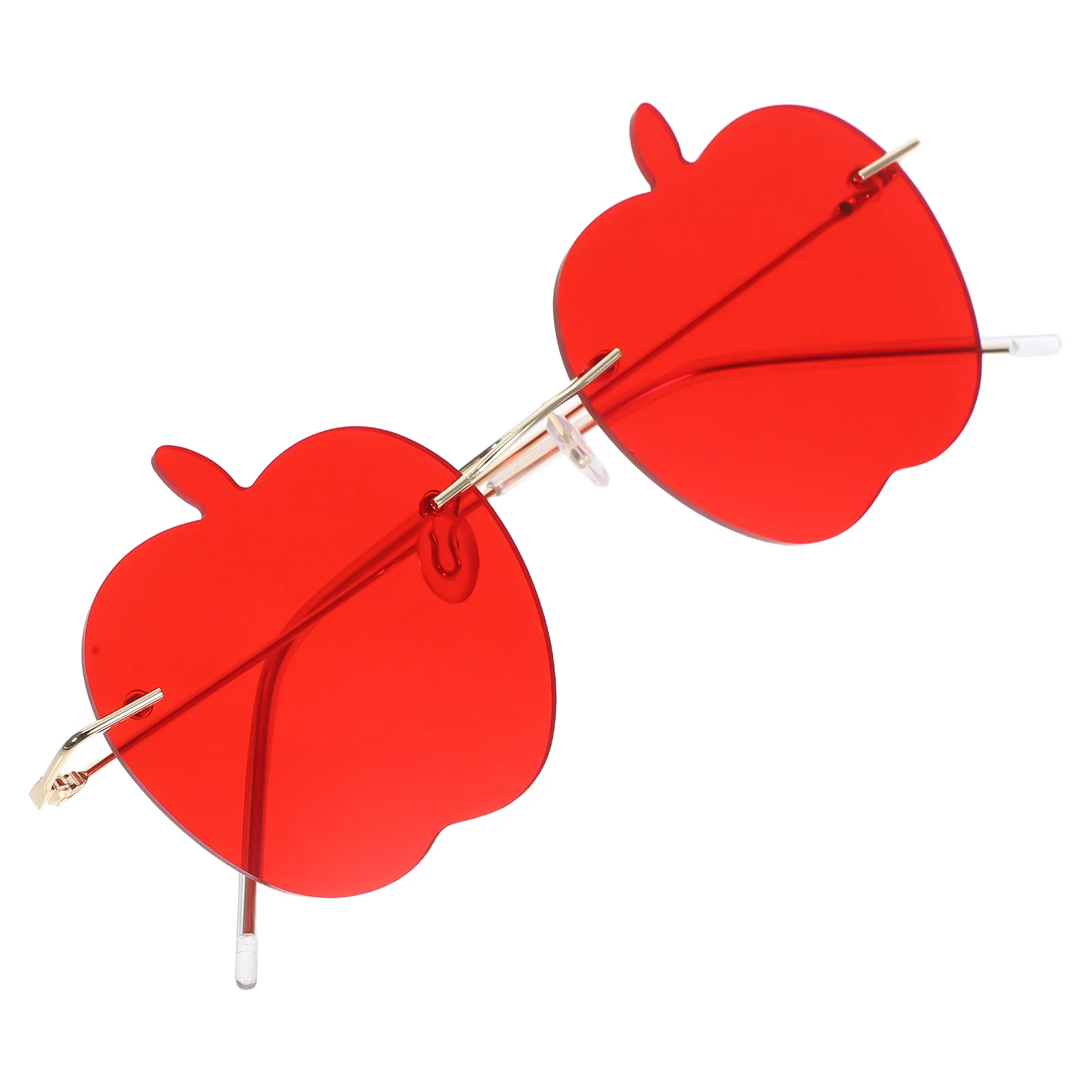 

1pc Apple Frameless Sunglasses Red for Women Men Vintage Alloy Retro Party Costume Glasses Fashion Eyewear Birthday Halloween