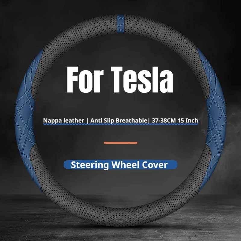 2026 Two‑Tone Color Car Steering Wheel Cover 15 Inch For Tesla Model 3 2017–2022，Model Y Model S Model X Cybertruck Auto Decor