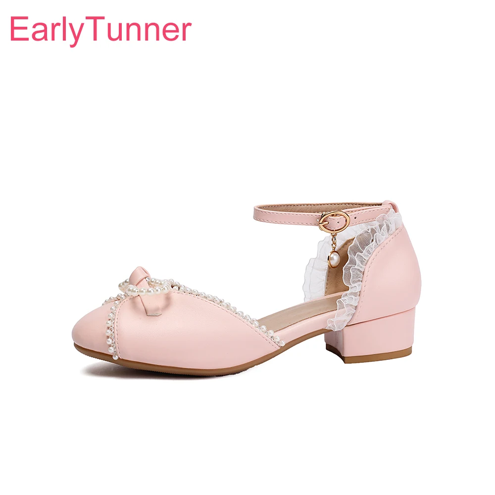 

2025 New Summer Sweet Pink Blue Women Sandals Hot 3cm Low Square Heel Lady Casual Shoes Plus Big Small Size 12 31 45 48