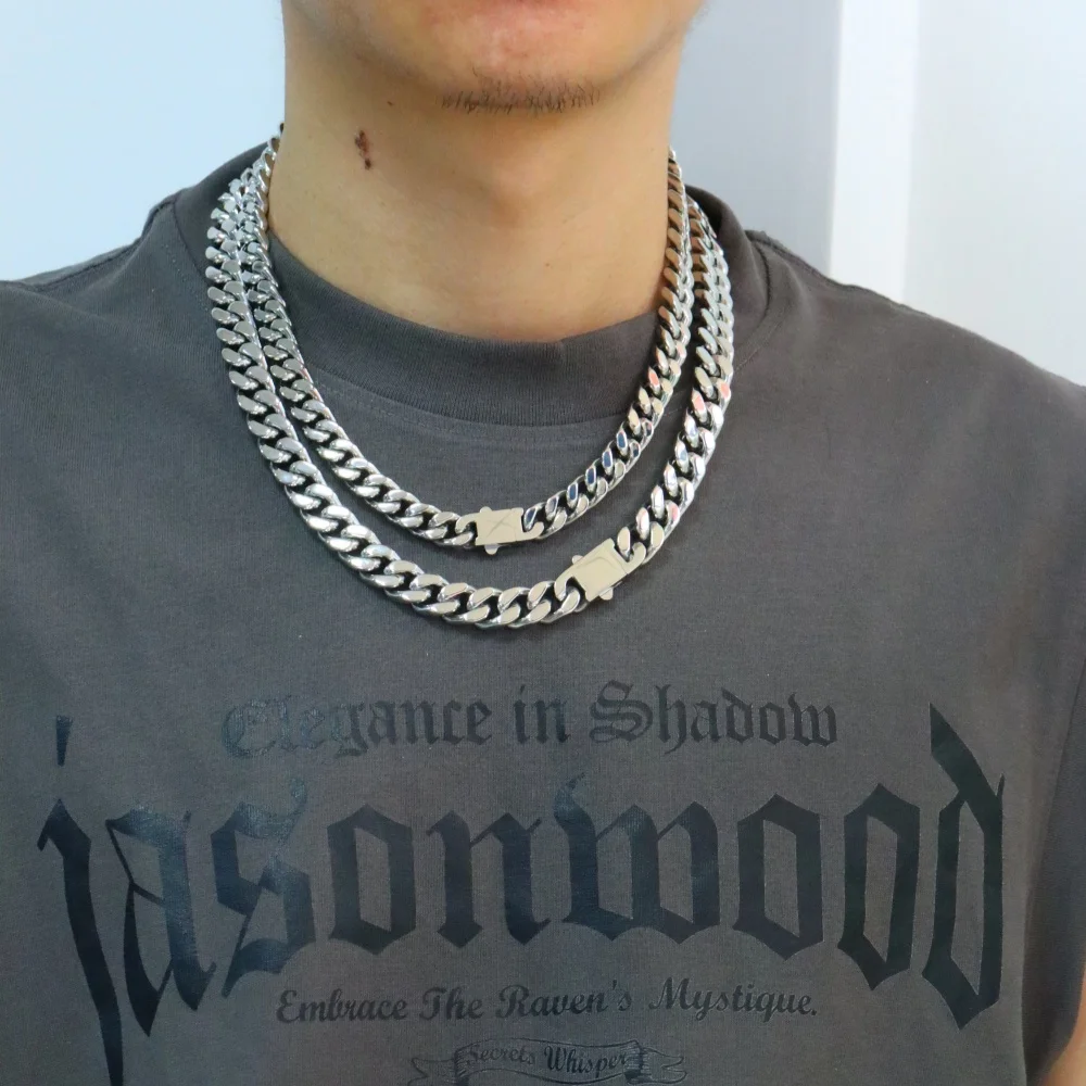 

Stainless Steel Mens Cuban Link Chain,9mm/12mm, No Tarnish& Durable Hip Hop Mens Jewelry, His Gift