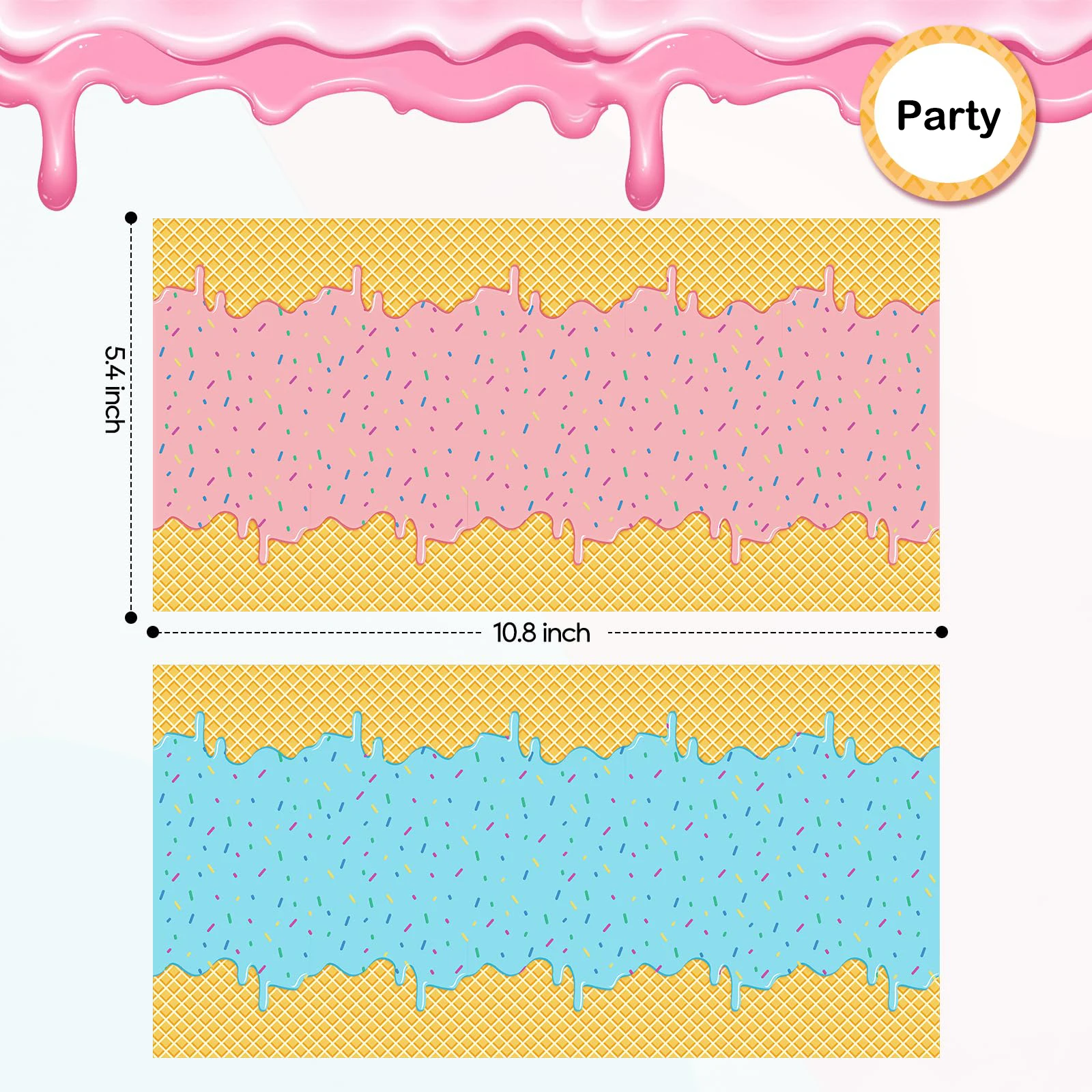 Ice Cream Tablecloth Sweet Dessert Theme Disposable Plastic Tablecover for Kids Birthday Summer Party Decoration Girls and Boys