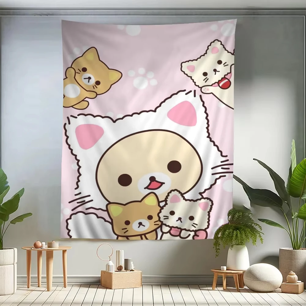 Wandteppich für Schlafzimmer, großer Wandteppich, Rilakkuma, Hippie-Wandbehang, Bohemian-Mandala, Wohndekor, Ins-Dekor