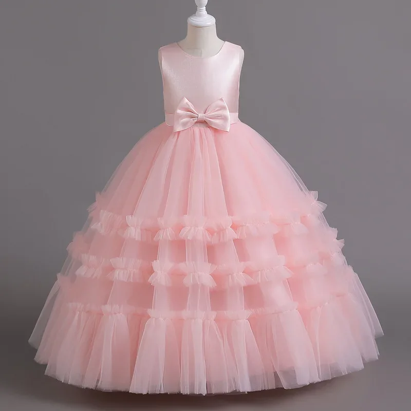 

Girl's floral children's wedding dress fluffy skirt children's summer princess dress gauze skirt girl's clothing