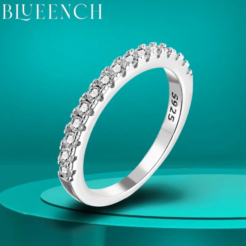 BLUEENCH 2mm D Color Moissanite Ring 925 Sterling Sliver Solid 18k White Gold Eternity Band Wedding Engagement Rings For Women