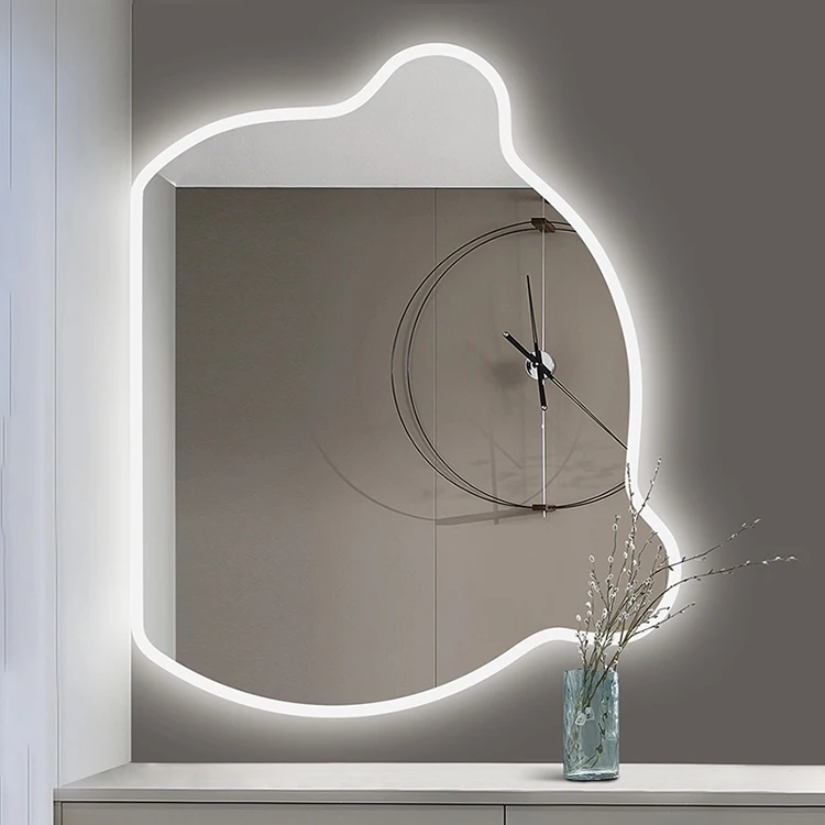 Irregular Bathroom Smart Led Dimmer Switch Defogger Make Up Decorative Mirror For Fancy Wall Mirror Lamp