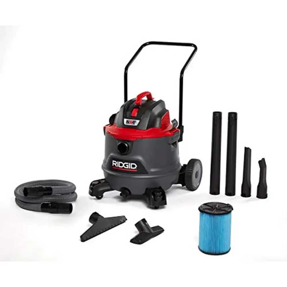 High Performance Wet Dry Vacuum 6.0 HP 14 Gallon RT1400 Dark Gray Red Blower Hose Castors Foam Filter Portable Electric 120V