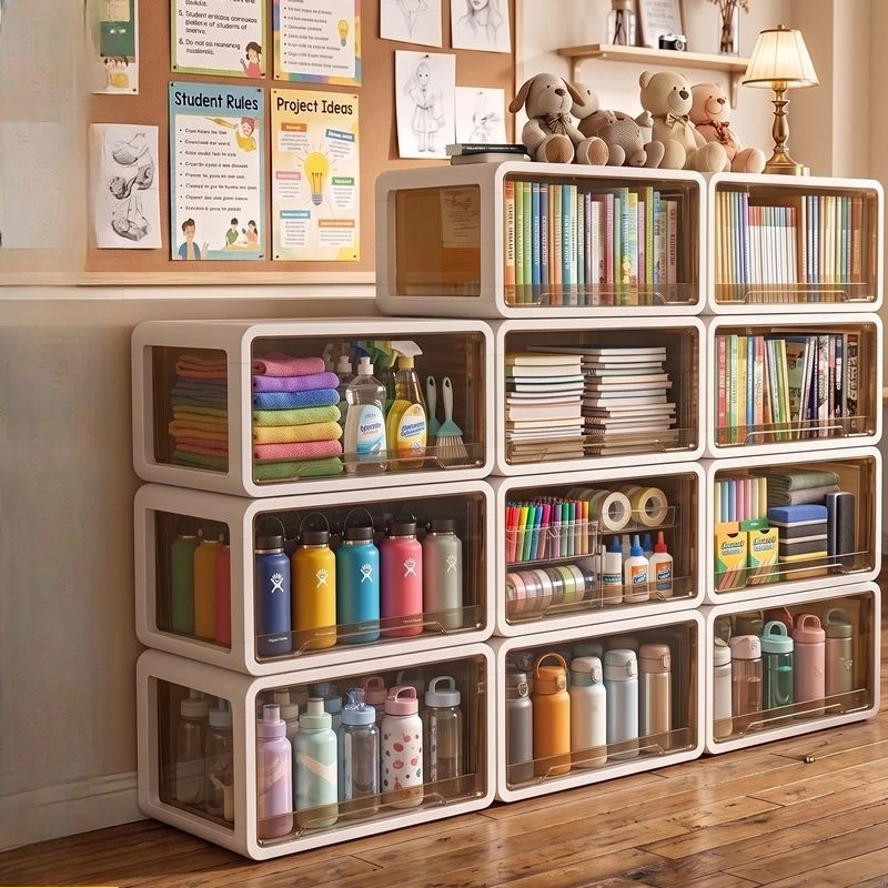 Pack of 3 Multifunctional Dustproof Drawer Storage Cabinet Thickened Large Figurine Display Cabinet Snack Storage Box