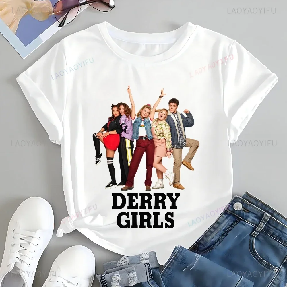 Series Derry Girls Camisetas Estampadas Tops Derry Girls Tendencia Manga Corta Camisas Unisex Estampadas Camisetas Grandes