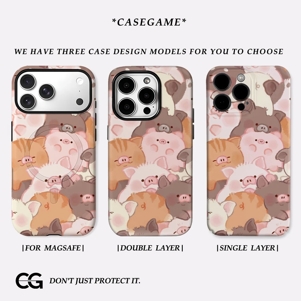 

Чехол для телефона Piggy Cuddle Pile IPhone 17 Must-Haves для IPhone 17, 16, 15, 14, 13, 71 Pro Max Plus, двухслойная задняя крышка