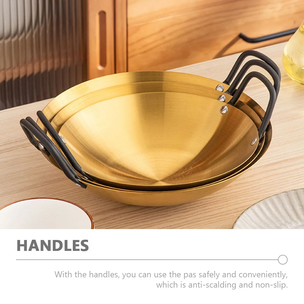 

Thickened Stainless Steel Wok Frying Griddle Double Handles Heat Resistant Home Kitchen Utensil Outdoor Cooking Stockpot